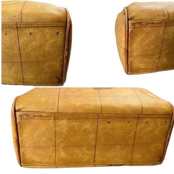 Alviero Martini (Preloved Geo Map Print Classic Boston Bag - Picture 8 of 12